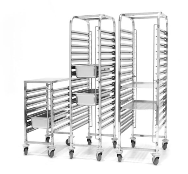 Chariot port-plateaux inox 15x 600x400 mm 690x515x1695 mm – Image 2